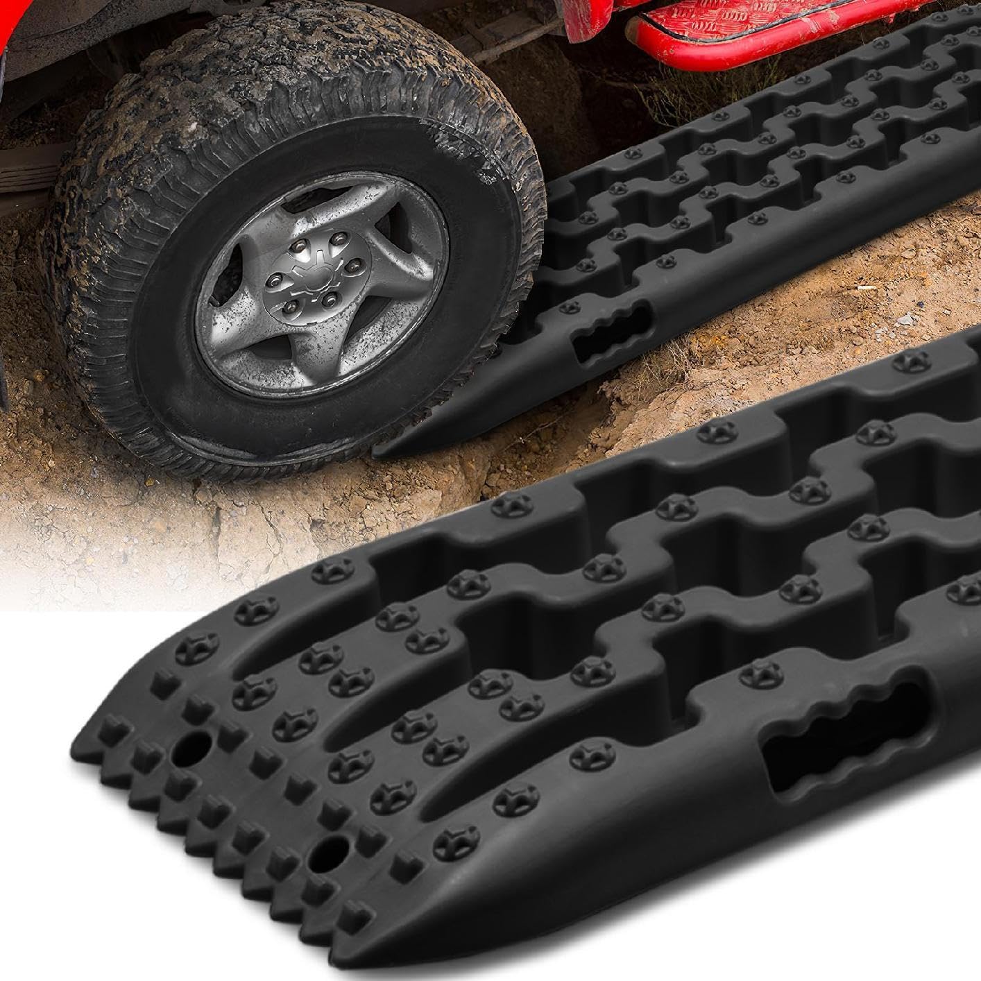 2 Piezas 10T Tablas De Tracción De Recuperación, Tablas De Recuperación Todoterreno, Alfombrillas De Tracción, Para Todoterreno/Coche/Pick-up/SUV/RV - Extracción De Vehículos De, Barro, Nieve