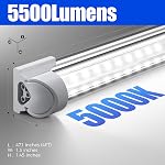 Barrina LED Lumière de magasin, 4FT 40W 5500LM 5000K Blanc clair, forme V, couvercle transparent, relié avec la prise, T8 LED Lumières pour tubes, ETL Inscrit, 10 Boîtes