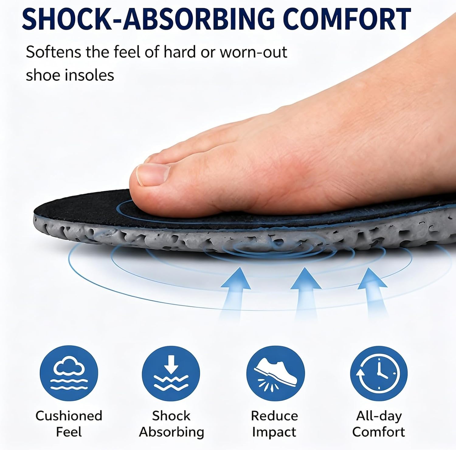 Knixmax Men's Sport Shoe Insoles, Comfort Thin Cushioning Sneaker Inserts for Men, Breathable Replacement Innersoles for Running Shoes, Loafers, Walking Shoe Liners Black EU 44
