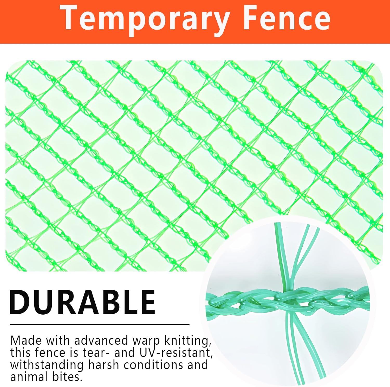 5'x100' Temporary Fence, Garden Fencing Plastic Mesh Fence, Safety Fence, Snow Fence, Construction Fence, Animal Barrier for Dog, Deer, Chicken, Poultry, Deer, Rabbit, Green