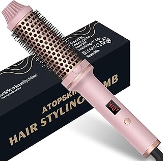 Thermal Brush 38mm, Hot Brush Ceramic Curling Brush Volumizing Heated Brush Curling Iron, Dual Voltage Travel Curling Brush, Hair Straightener Curler, LCD Display 10 Temps 120-210℃ Heated Round Brush