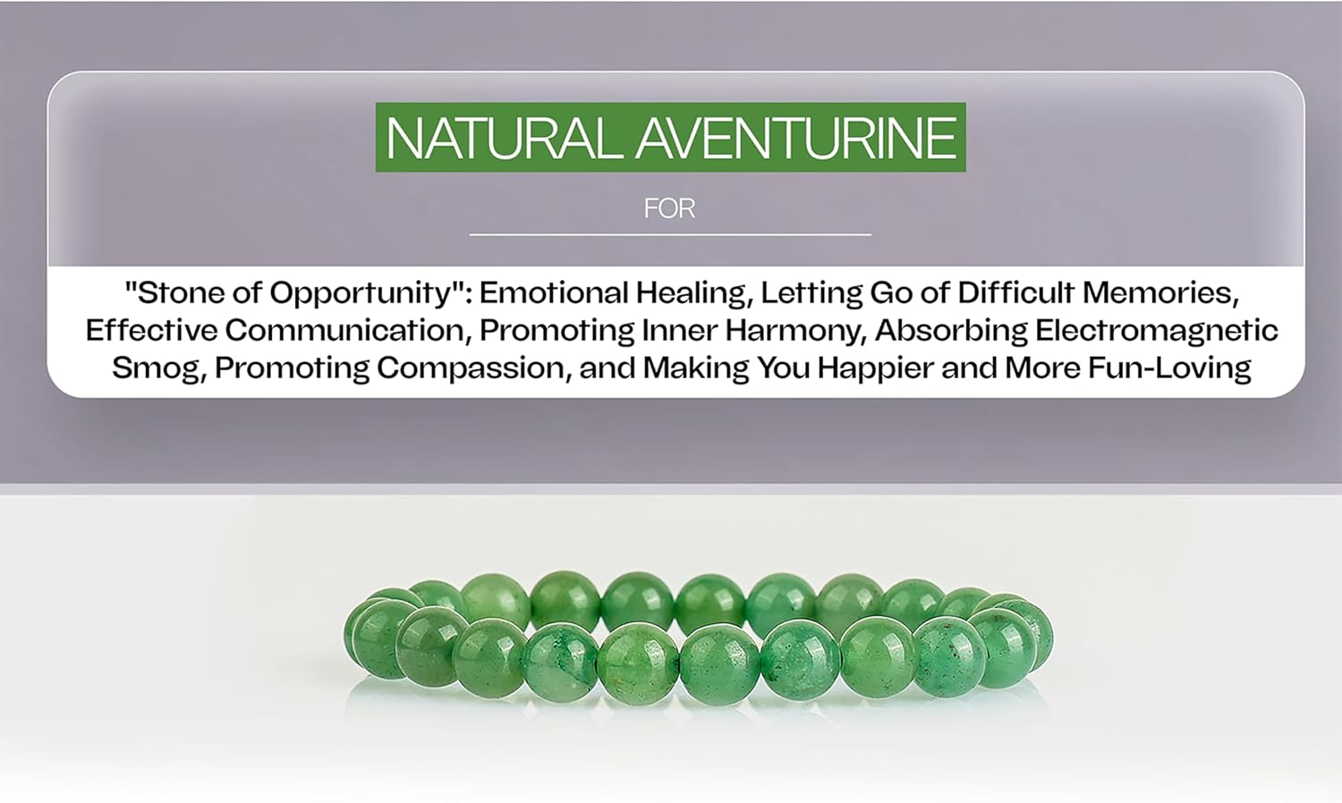 GEMSMANTRA Natural Green Aventurine Bracelet for Men and Women | Lab Certified 8 mm Round Cut Beads | Unisex Healing Stone Bracelet for Luck and Prosperity, M, Gemstone, Lava Stone, Medium