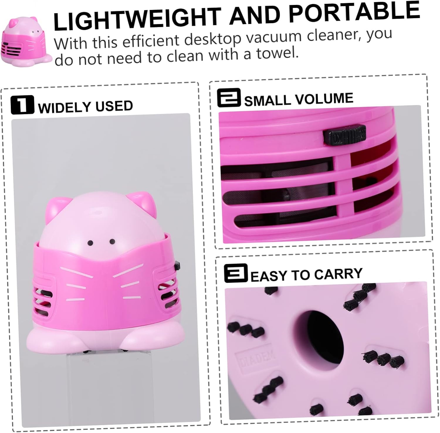 POPETPOP Desktop Vacuum Cleaner Dust Collector Lightweight Desk Dust Cleaner Hepa Filter
