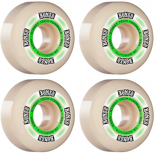 Bones Skateboard Wheels 53mm Regulators V5 Sidecut STF 99A White/Green