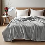 Waterproof and Stain Proof Blanket for Bed 80''x60'',Queen Size Grey Bed Dry Guard Blanket, Flannel & Sherpa Throw Blanket