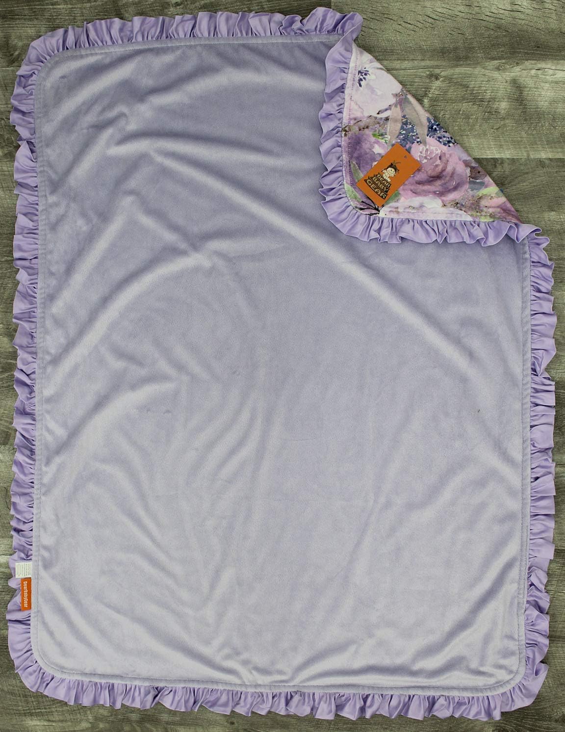 Dear Baby Gear Floral Deluxe Baby Blanket - Reversible, Newborn Gifts for Girls - This Child I Prayed Lavender Floral, Lavender Ruffle, 43 x 33 Inches