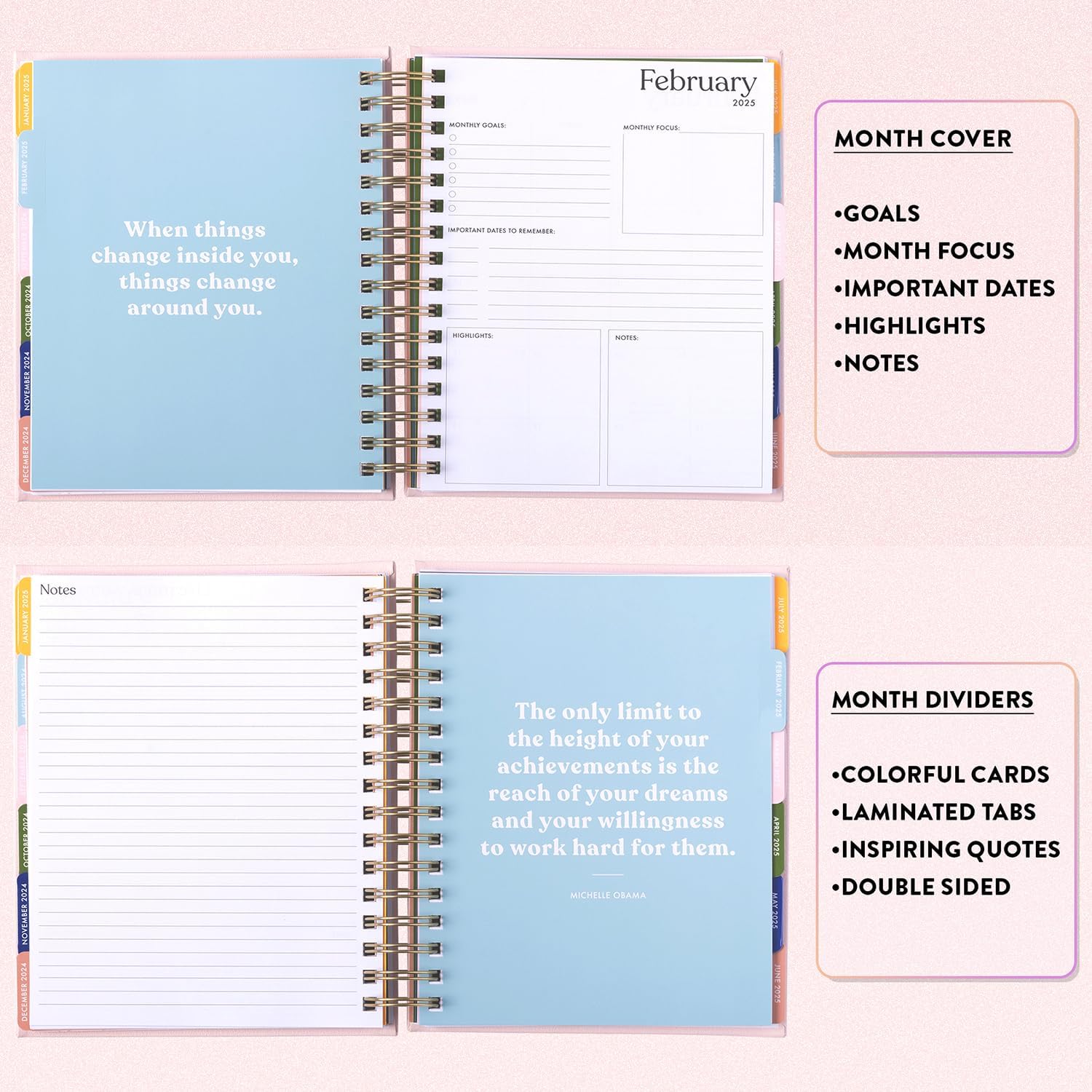 WORLD TRAVELER 2024-2025 Eccolo Spiral Agenda Planner, You Are Beautiful, 18 Months, Weekly & Monthly Views, Stickers, Color Graphics and Quotes (7.75 x 8.75, Hardcover, July 2024 - Dec 2025)