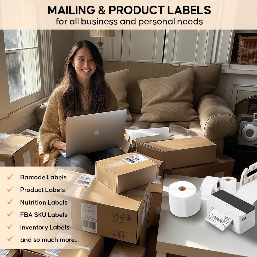 4 x 3 Direct Thermal Label, 850 Labels per Roll - for Zebra, Arkscan and All Other Non-Dymo Thermal Label Printers.