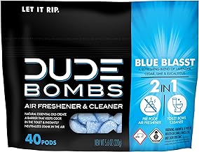 DUDE Bombs - Toilet Stank Eliminator - 1 Pack, 40 Pods - Fresh Scent 2-in-1 Stank Eliminator + Toilet Bowl Freshener - Refreshing Blend of Lavender, Cedar, Lime, and Eucalyptus