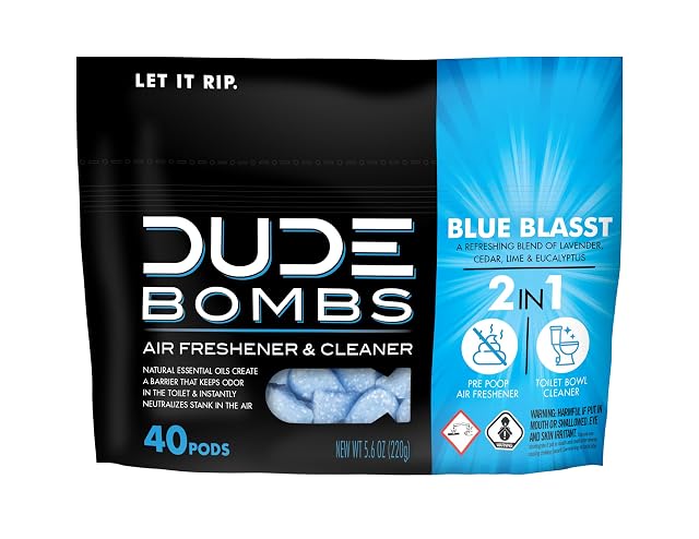 DUDE Bombs - Toilet Stank Eliminator - 1 Pack 40 Pods - Fresh Scent 2-in-1 Stank Eliminator Toilet