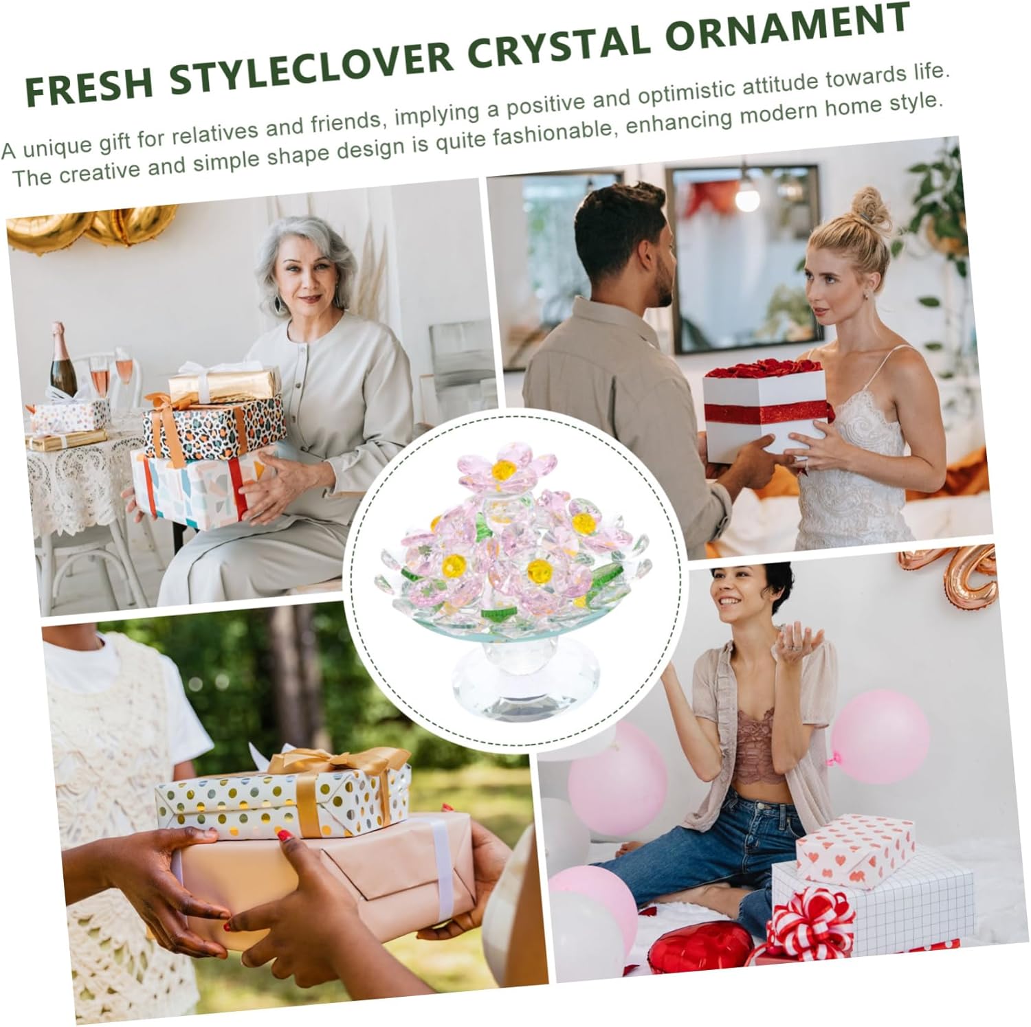 Cabilock Delicate Chic Crystal Flower Pot Elegant Desktop Adornment for Home Office Decor Unique Crystal Craft Decoration Friends Stylish Design for Landscape Display