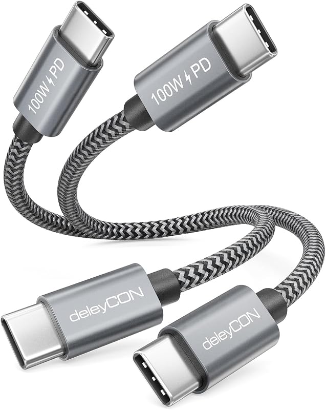 deleyCON cavo USB-C a USB-C 100W corto 0,15 m