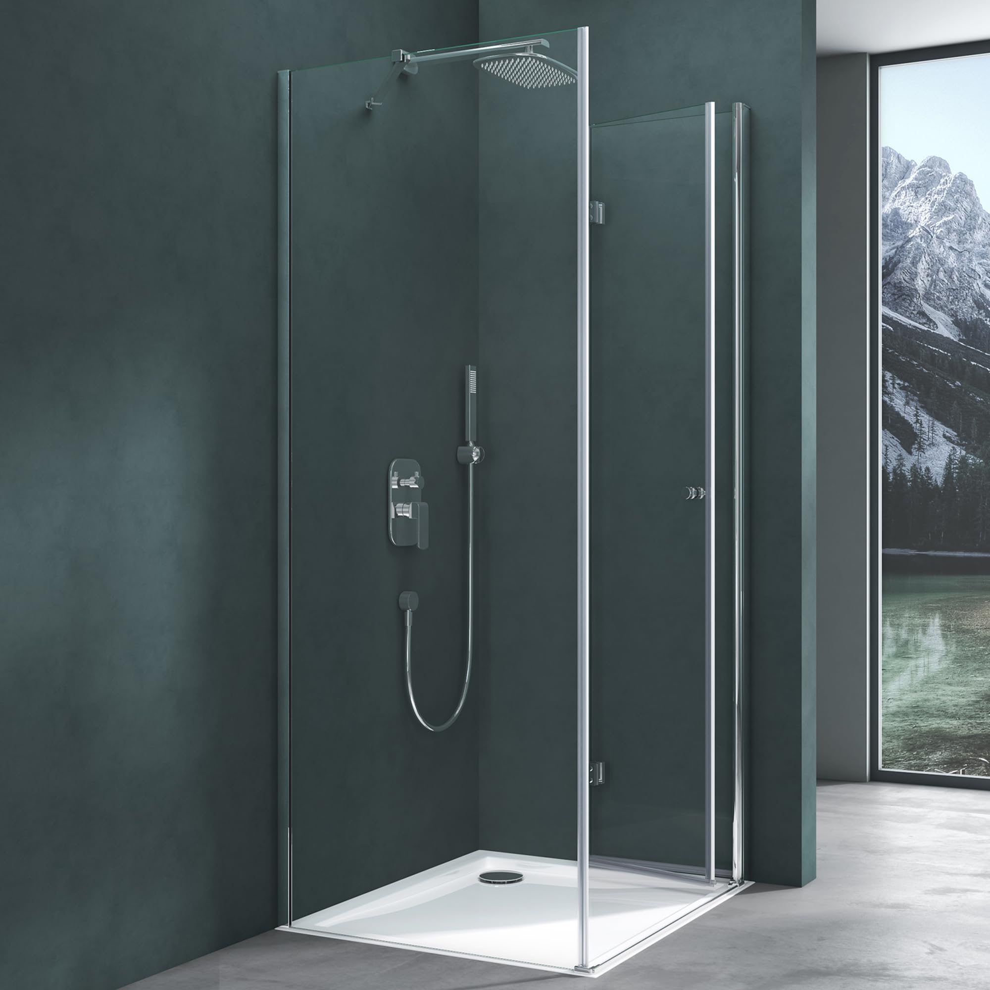 Mai & Mai Cabine de Douche en Angle Transparent sans Receveur 90x90x190cm