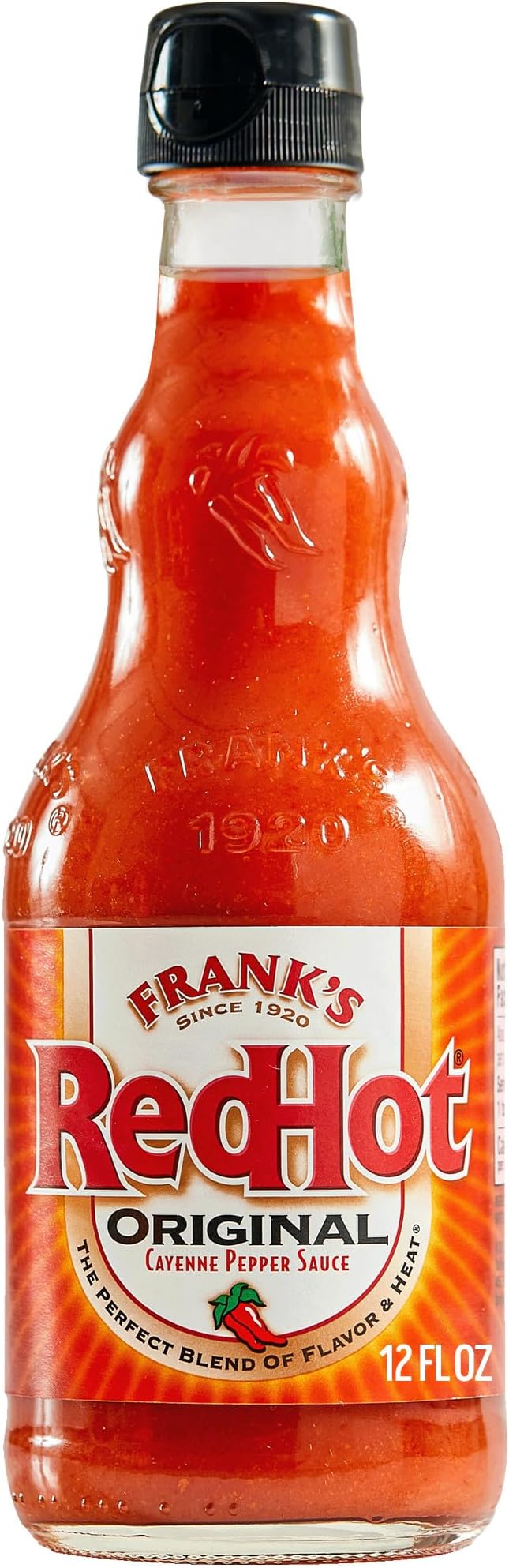 Hot Sauce, Original, Made with Cayenne Peppers, Ready-To-Use, Shake or Pour Over Chicken Wings, Sandwiches, Pizza, and More for the Perfect Bend of Flavor and Heat, 12 fl oz