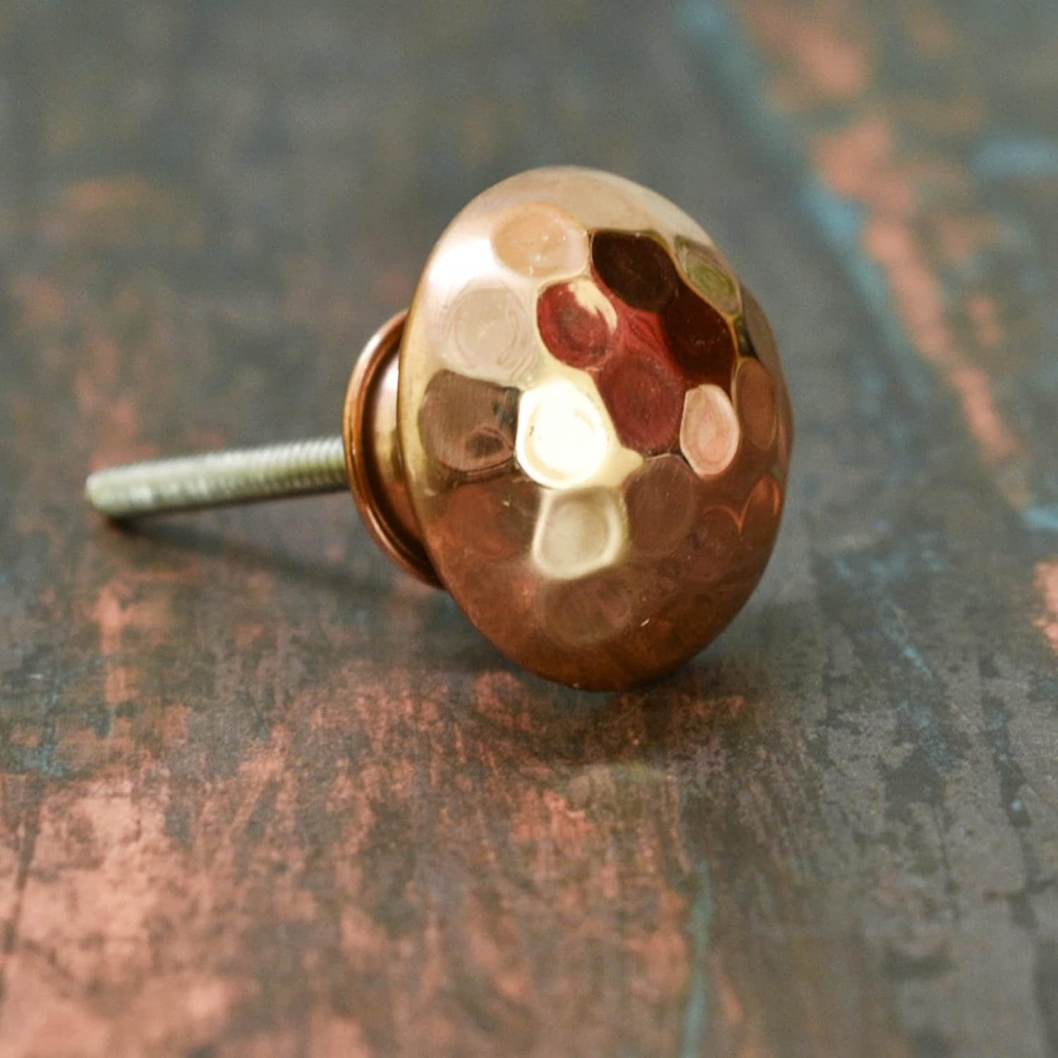 Hammered Copper Door Knobs Cabinet Pulls - Decorative Drawer Knobs for Cabinets, Drawers and Dressers - Perfect for Living Room, Bathroom, or Kitchen Cabinetry, Set-6