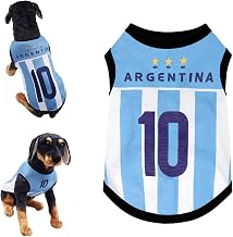 Dog Clothes Summer Soccer Uniform Mesh Tank Top (1) Argentine/Argentine No. 10 (Blue White), M) | Breathable mesh material