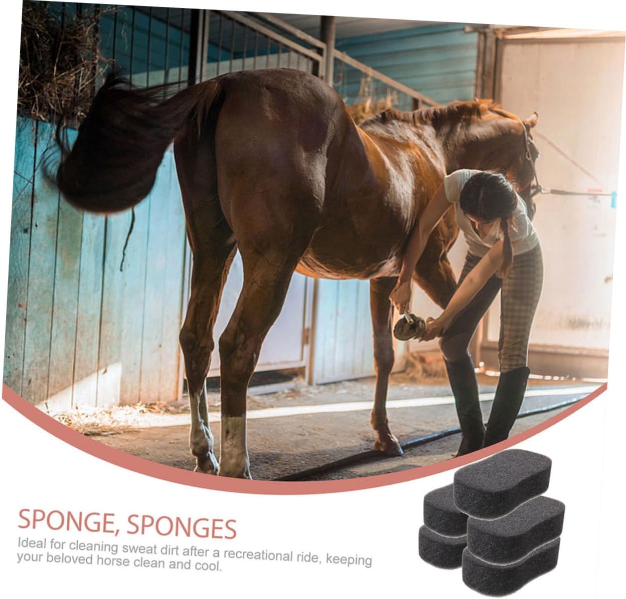 Sosoport 10pcs Horse Grooming Sponges and Safe Horse Cleaning Supplies for Bathing and Nursing Comfortable Grip for Coat Care and Massaging