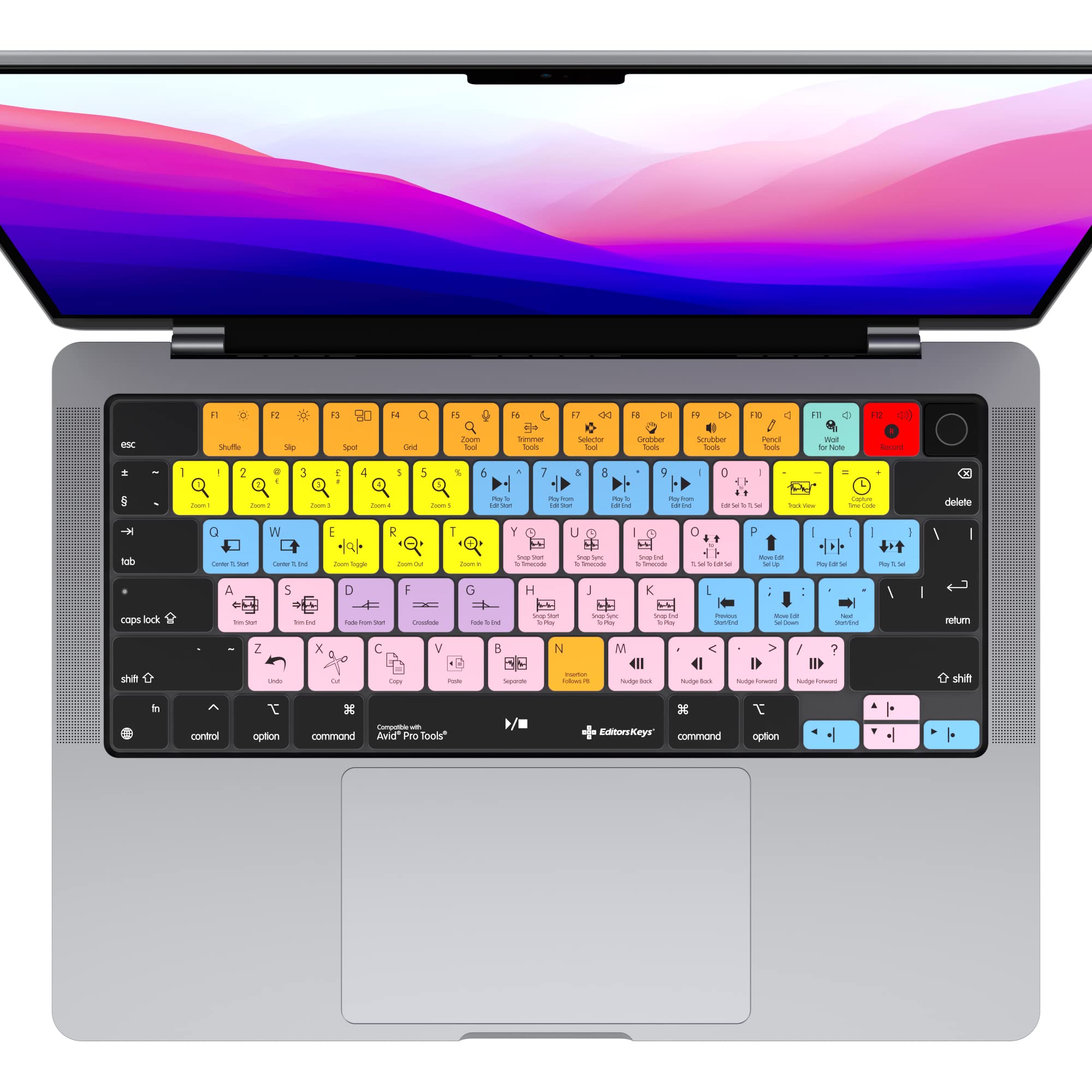 Copertura Per Tastiera MacBook Pro 14/16 2021+ (M1-M3) Con Scorciatoie Pro Tools – Editors Keys