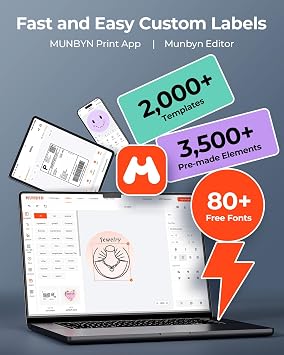 MUNBYN Bluetooth Thermal Label Printer RW403B, Wireless 4x6 Shipping Label Printer for Small Business, Compatible with Android, iPhone, Windows, Mac, Chromebook, Print Width 1.57-4.25