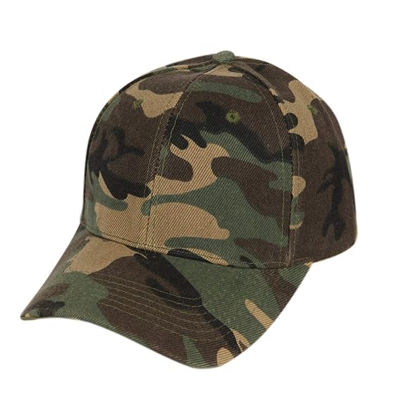 Men's Army Military Camouflage Plain Velcro Baseball Cap for Hunting, Fishing, Outdoor Activities