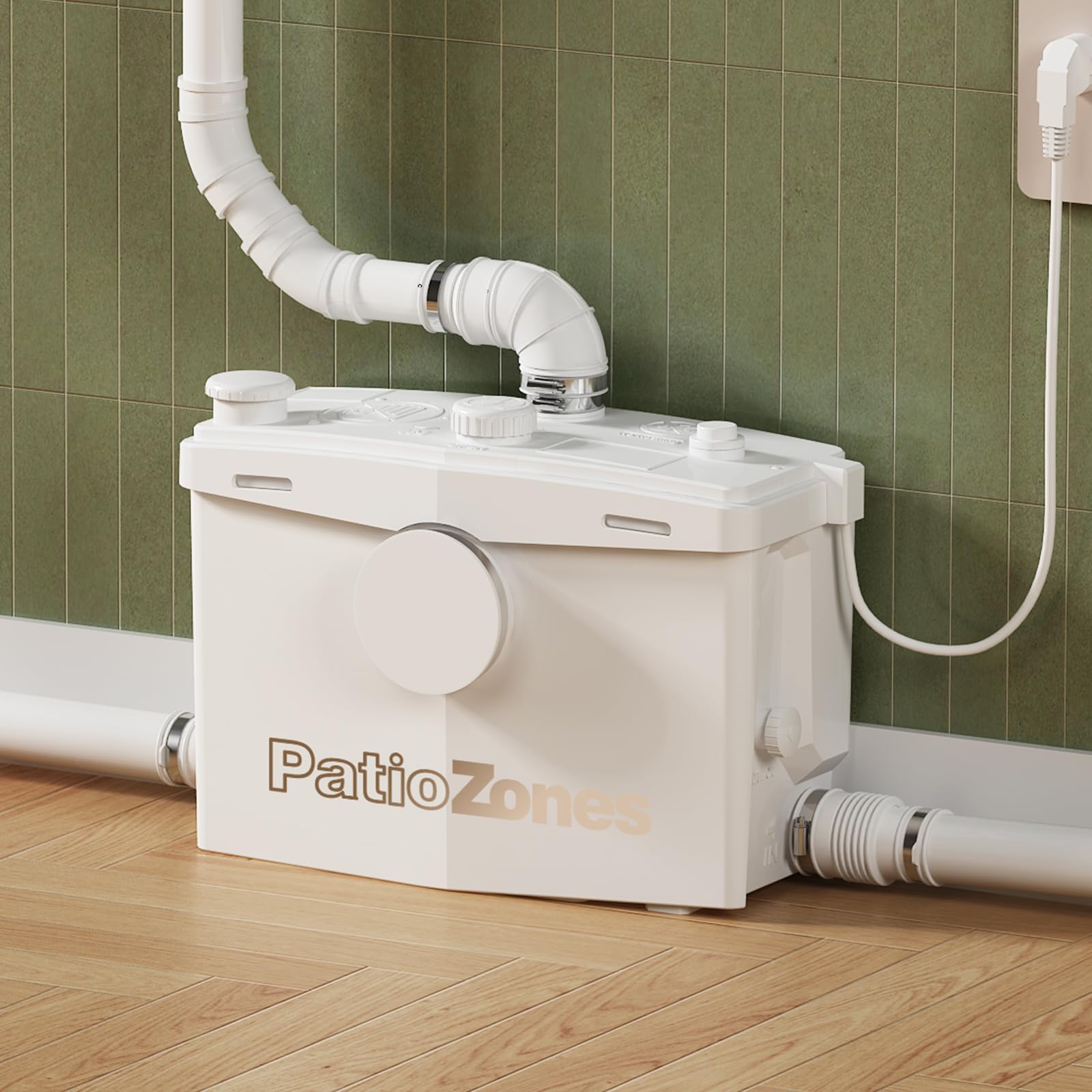 900W Advanced Macerator Toilet Pump with 4 Water Inlets for Sink/Shower/Washer/Kitchen, 39.3ft Top & Side Fast Drainage, Quiet Sewage Grinding Pump for Household Commercial Heavy-duty Use, 1.2HP