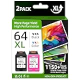 Chromojet 64XL Ink Cartridge Combo Pack Compatible for HP Ink 64 Compatible for HP 64 Ink fit for Envy Inspire 7955e 7200e 7255e 7220e 7900e Envy Photo 7855 7155 7858 7100 7158 Tango X Printer(2 Pack)