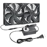 Qirssyn 2 x 120mm 240mm Computer Fan with AC Plug, 110V - 240V AC Powered Fan with Variable Speed Controller for Receiver Cabinet Chassis Machine Server Workstation Cooling