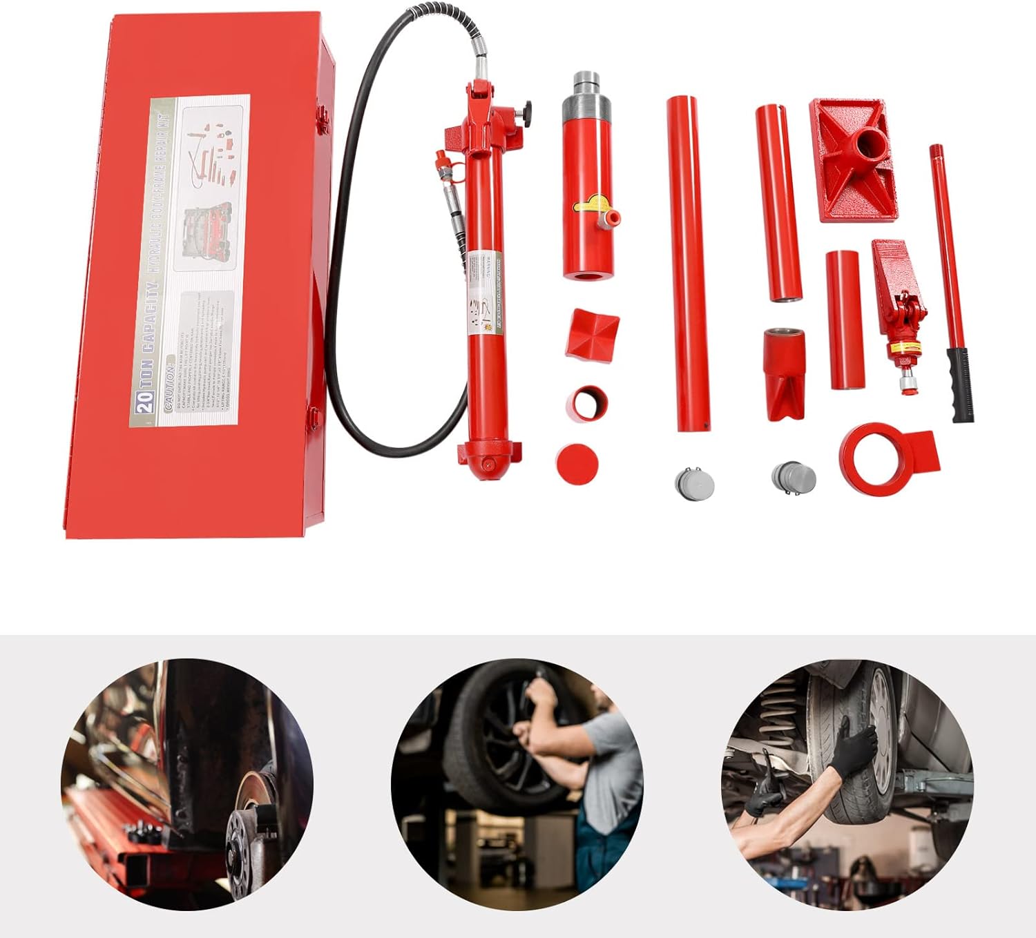 Porta Power Hydraulic Kit 20 Ton Porta Power Kit Multifunctional Jack for Car Repairs,Auto Body Frame Repair Kit 6ft/1.83m Oil Hose Hydraulic Car Jack