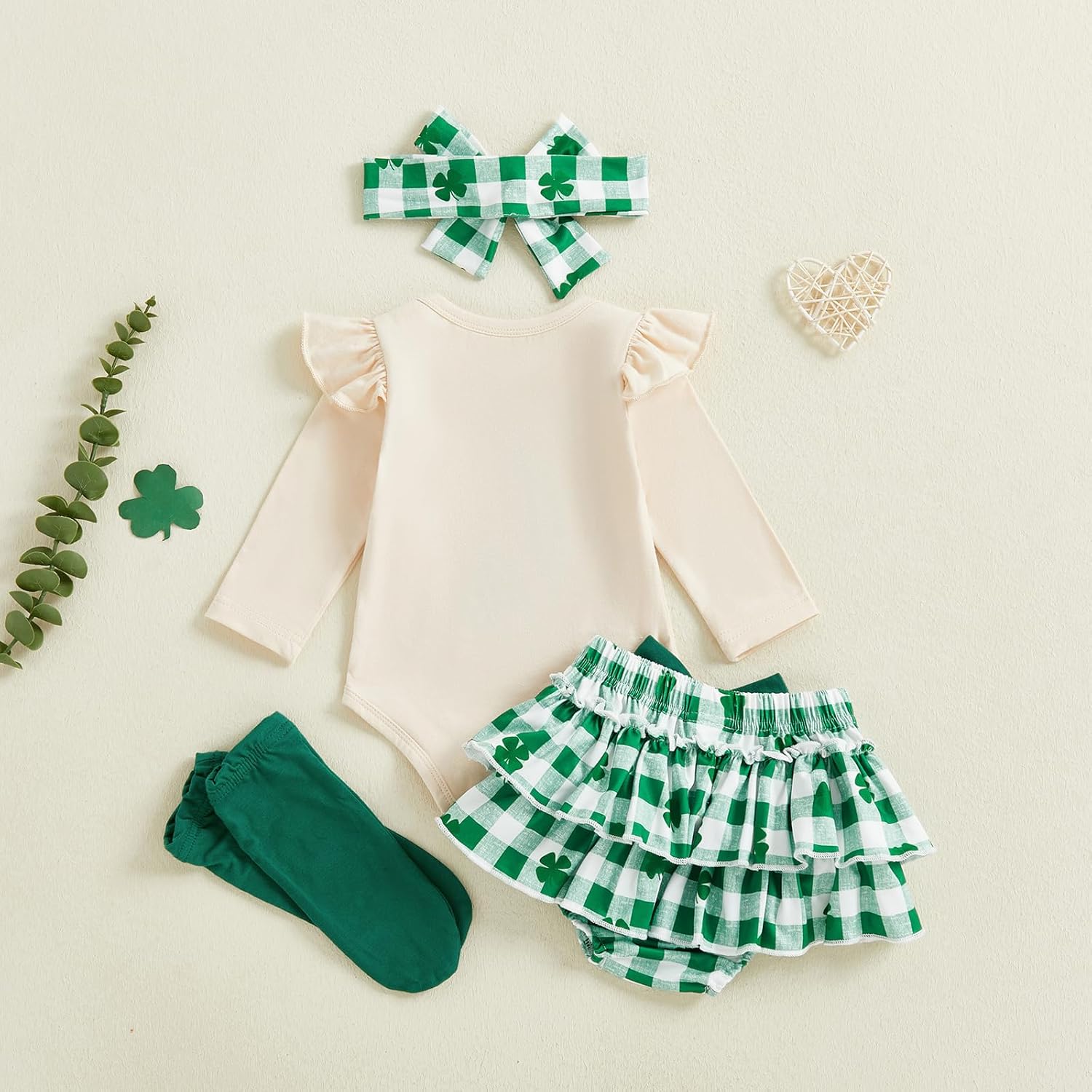 Baby Girl Golf Outfit Newborn Short Sleeve Onesie Hole In One Romper Skirt Shorts Set Summer Clothes With Socks - Image 6