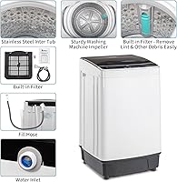 Vista 8 de ROVSUN Juego de lavadora completamente automática de 17.6 libras y secadora de ropa portátil de 1.5 pies cúbicos, juego combinado de lavadora