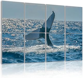 8 Pack Art Acoustic Panels Whale Tail Splashing Ocean Waters Sparkling Sunlight Reflection Sound Absorbing Panel 32"x48" Soundproof Wall Panels Acoustic Wall Art for Studios, Office, Theaters