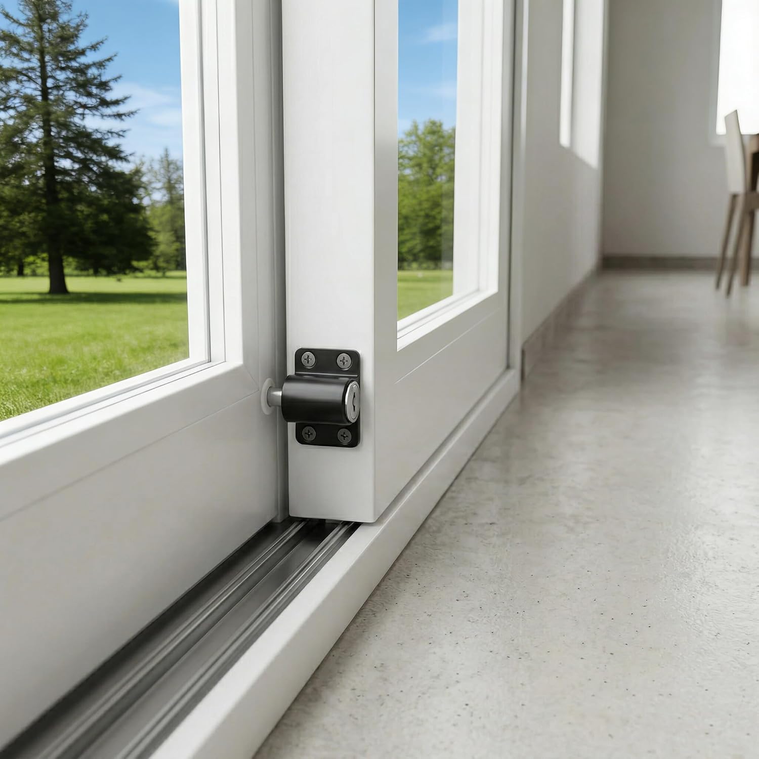 Sliding Window Lock with Key, Aluminum Security Lock for Sliding Doors and Windows, Window Stopper for Home & School, Easy to Install