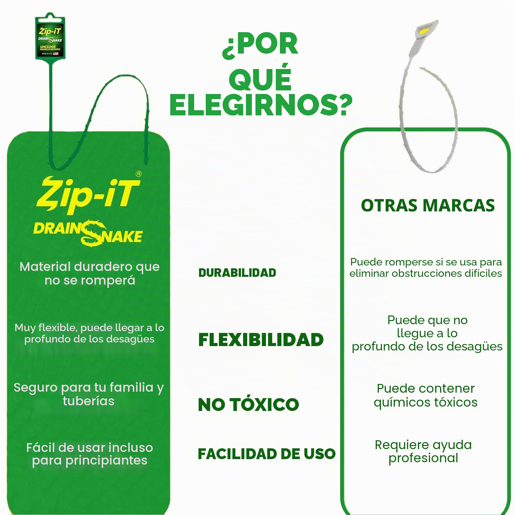 Zip-It® Original Inventor - Limpiador de desagües - Paquete de 3