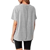 Oversized T Shirts for Women Summer Tops 2024 Trendy Cotton Casual Loose Fit Short Sleeve Side Slit Tee Shirts