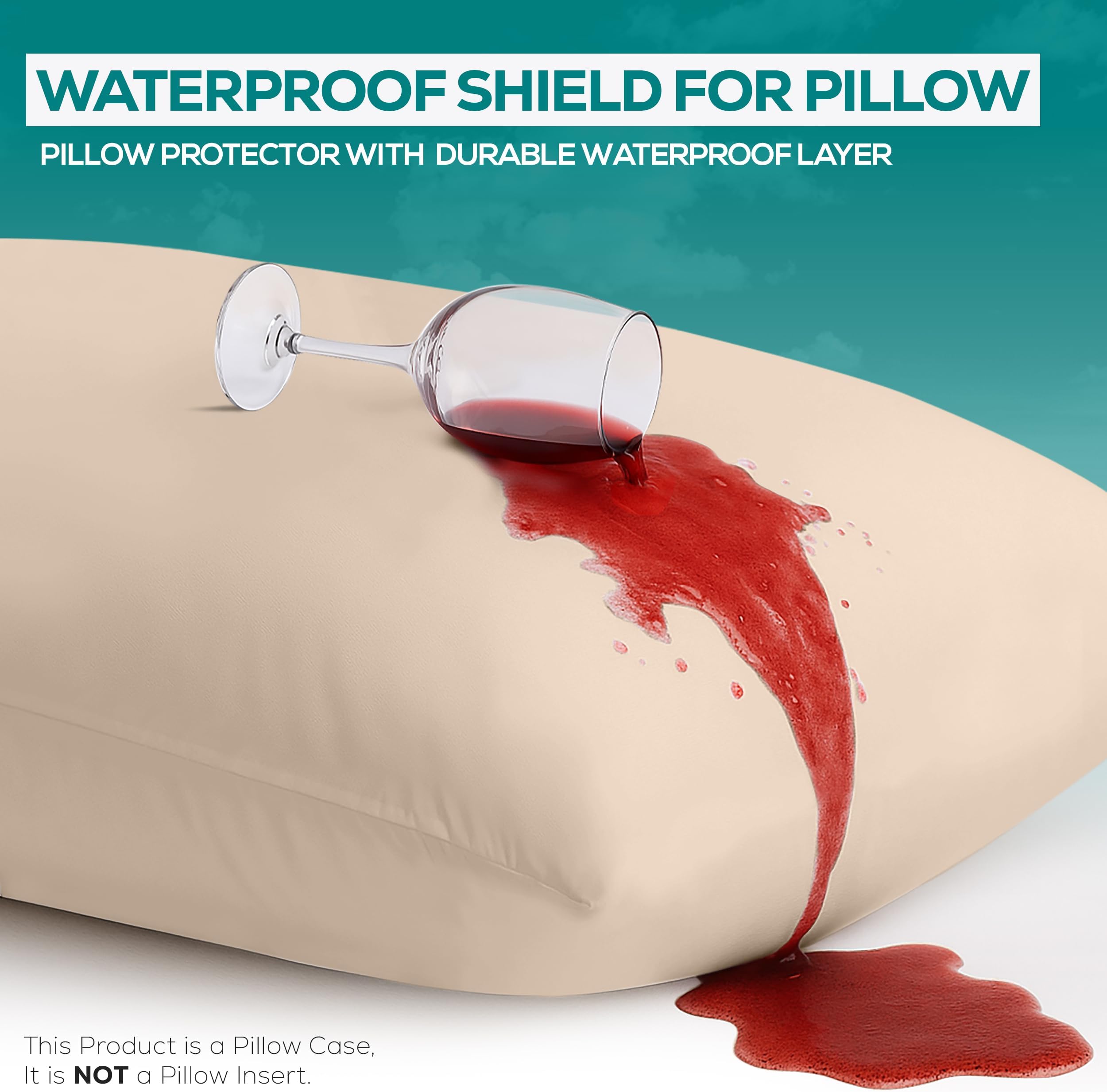 Utopia Bedding Waterproof Pillow Protectors Zippered (2 Pack, Beige) King Size, Zippered Pillowcases, Bed Bug Proof Pillow Encasement Covers 20 x 38 Inches