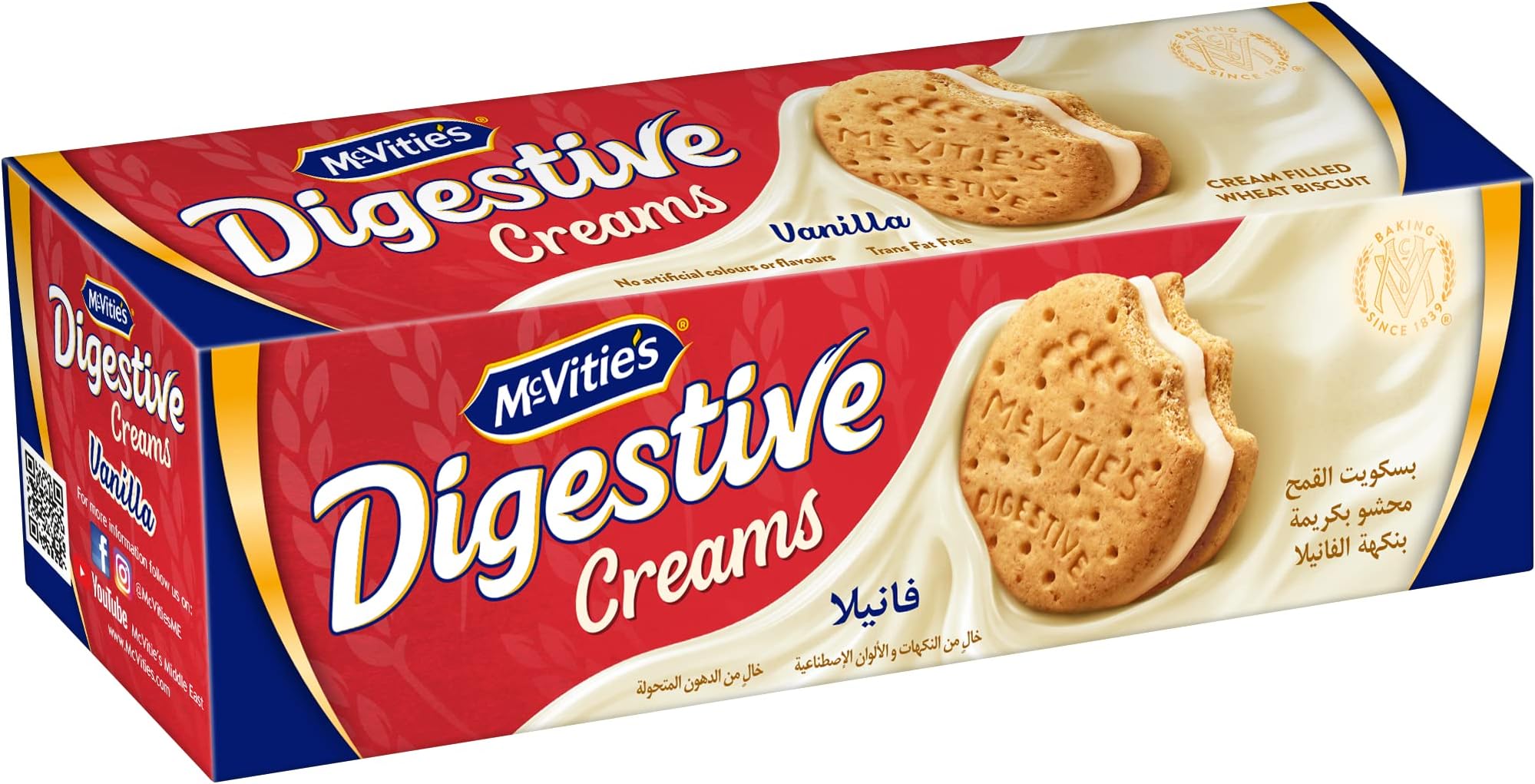 McVities Digestive Ceam Biscuits Vanilla Flavour (Pack of 2), 100g