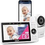 VTech Smart mis à jour WiFi Moniteur bébé VM901, 5-inch 720p Affichage, 1080p Caméra, HD NightVision, Zoom de pylône entièrement à distance, 2-Way Parler, App gratuite pour téléphone intelligent, Fonctionne avec iOS, Android