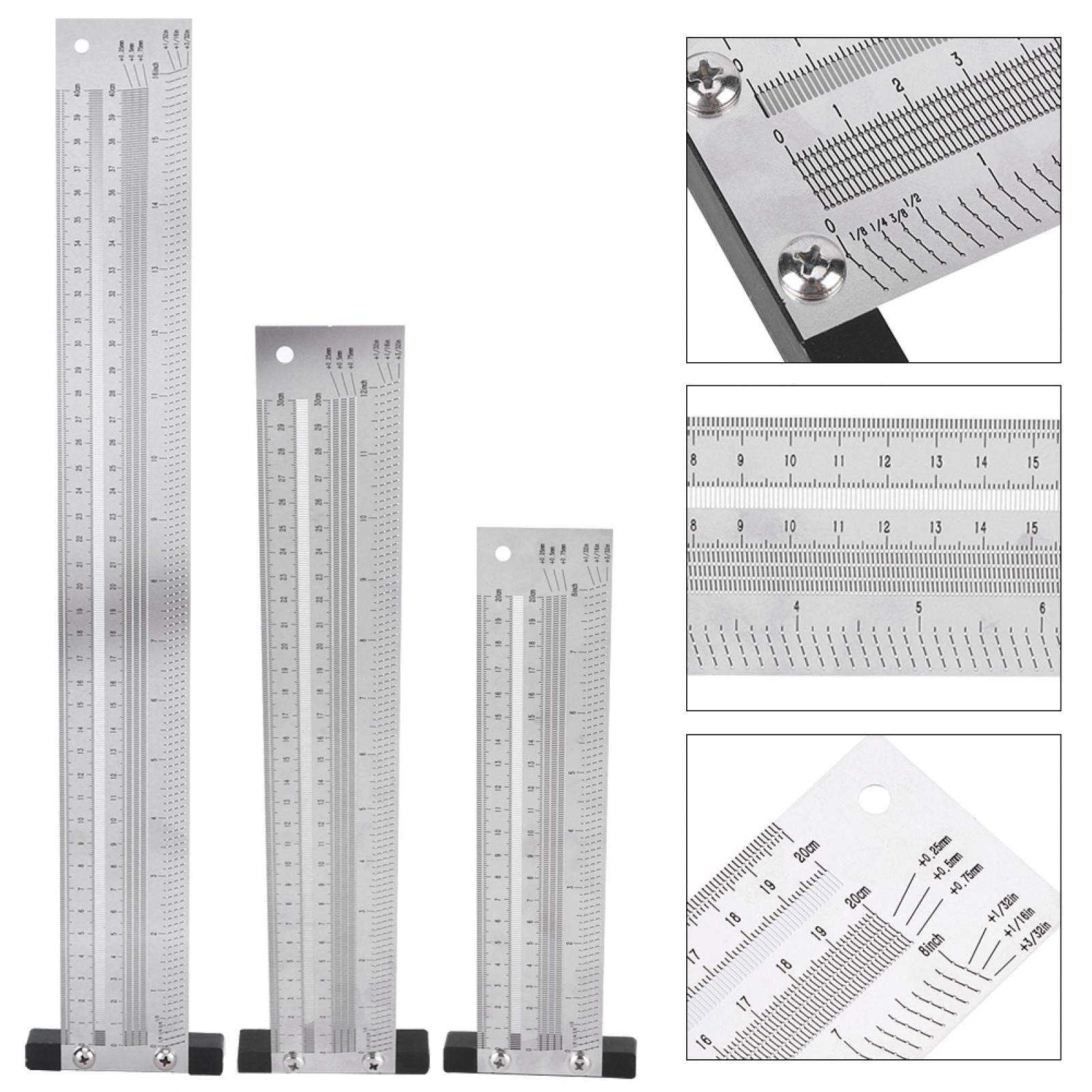 Woodworking Scribing Ruler, Ultra Precision Stainless Steel Marking Ruler Gauging Tool for Woodworking T Ruler(16 Inch)