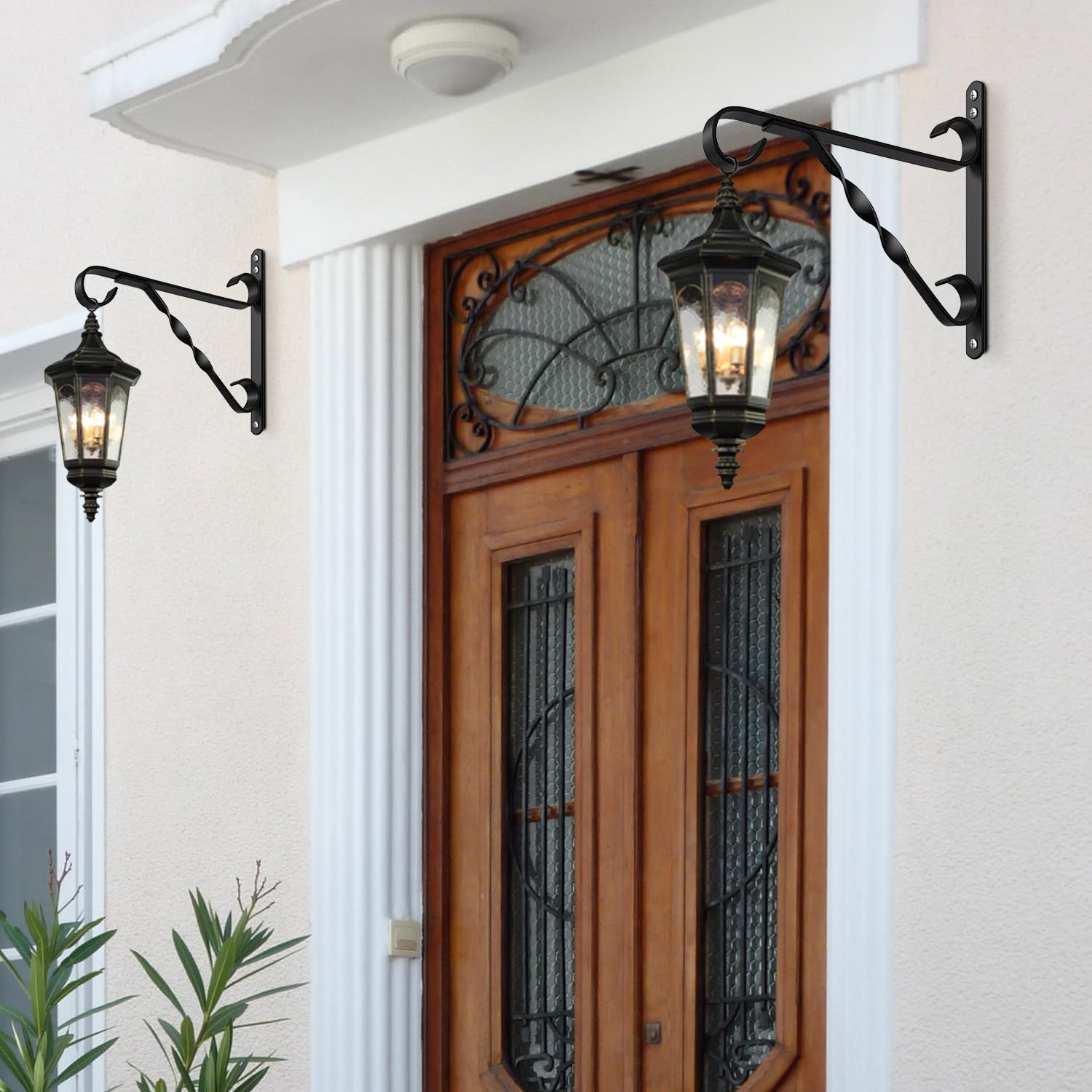 Lot De 2 Supports Muraux Métal 25 Cm Motif Colibri - Pour Pots De Fleurs, Mangeoires à Oiseaux, Lanternes | Extérieur/Intérieur