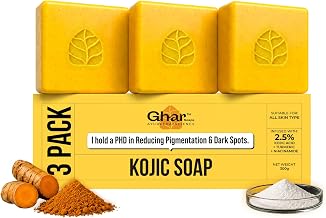Ghar Soaps Kojic Acid Soap | For pigmentation and dark spots reduction | With 2.5% Kojic Acid + Turmeric Extract + Niacinamide| For all skin types (100g x 3 Pack)