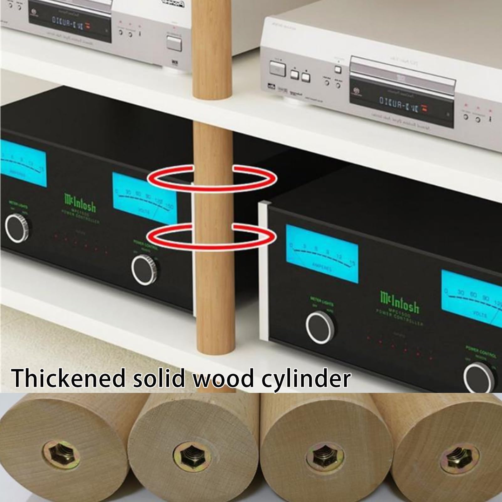 Wytrzymały Stojak Pionowy na Sprzęt AV, Pionowy Regał HiFi Cztery Poziomy | PółKa na SprzęT do Konsoli do Gier Telewizyjnych, Gramofon cd Szafka na Komponenty Stereo(White)