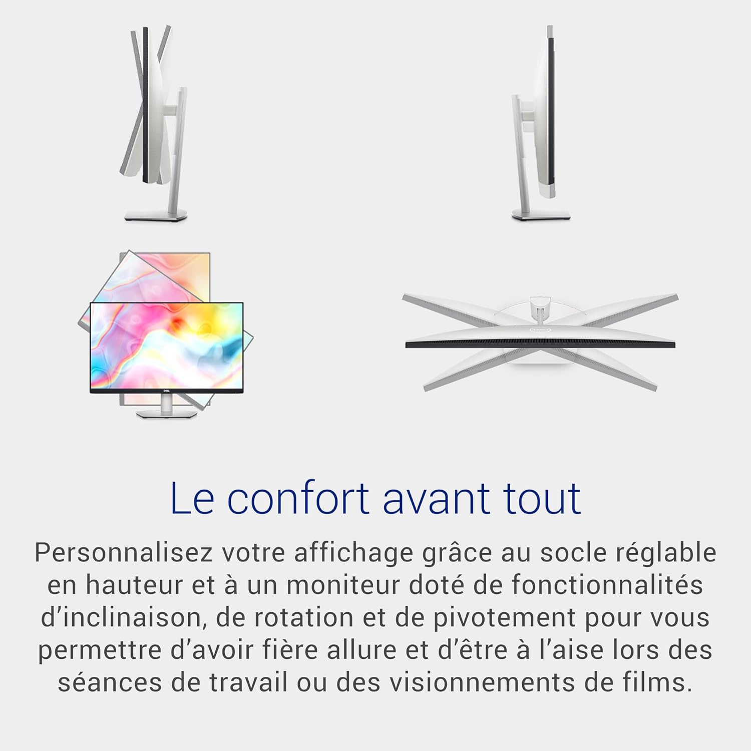 Dell S2722DC Monitor - 27-inch WQHD (2560x1440) 75Hz 4Ms Display, AMD FreeSync, Built in Speaker, USB Type-C Connectivity, Height/Pivot/Swivel/Tilt Adjust - Platinum Silver - Image 7