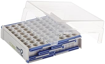 Heathrow Scientific HS120018 Work 2 Store Expanding Tube Rack or Cryogenic Tube Storage, 64 Wells, White