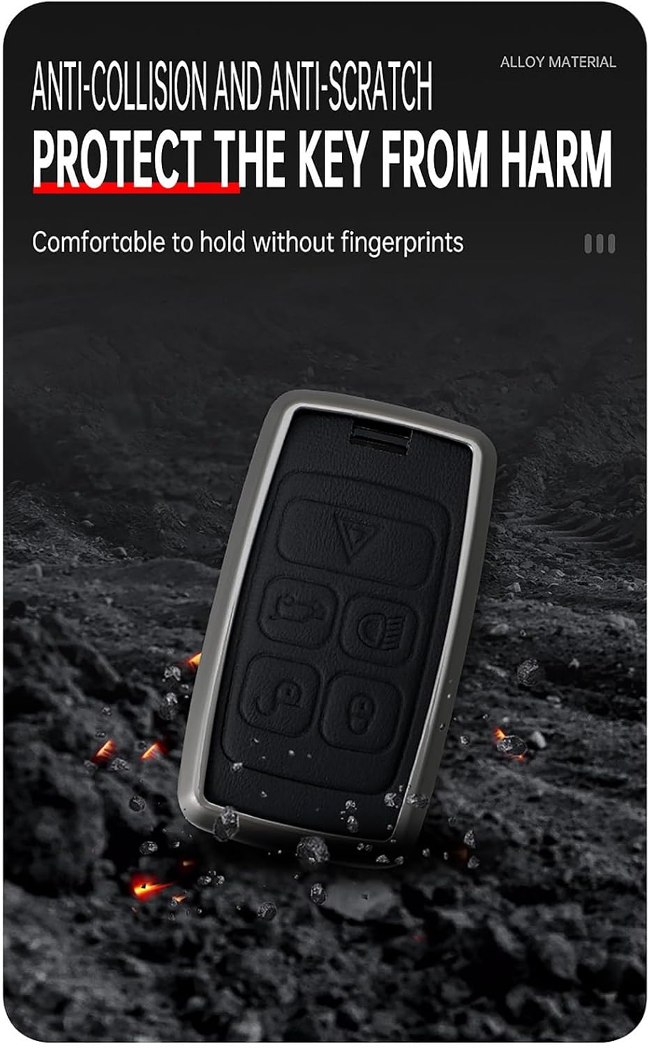 ontto Key Fob Cover Compatible with Land Rover 2018-up Smart Remote Key Car Key Case Leather Key Skin Metal Key Shell Fit for Range Sport Sport Vogue Evoque Fit for Jaguar E-PACE I-PACE Red - Image 6