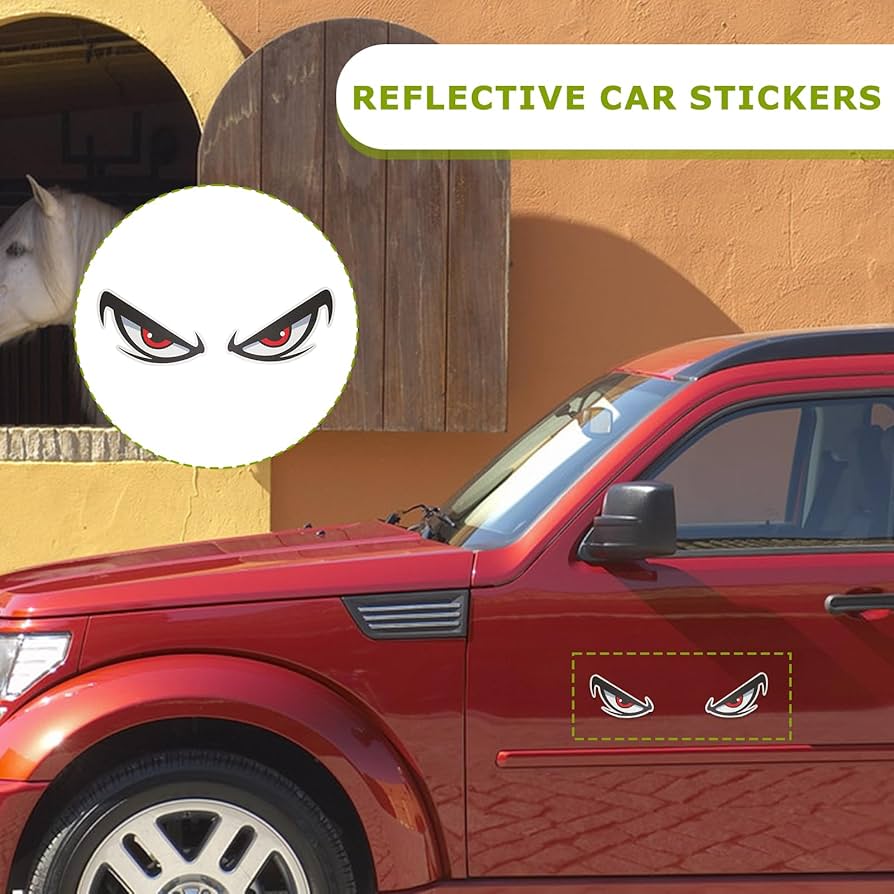 10 Adesivi Riflettenti Per Auto Con Sorriso Demoniaco, Impermeabili E Autoadesivi, Decorazione Divertente Per Moto E Casco