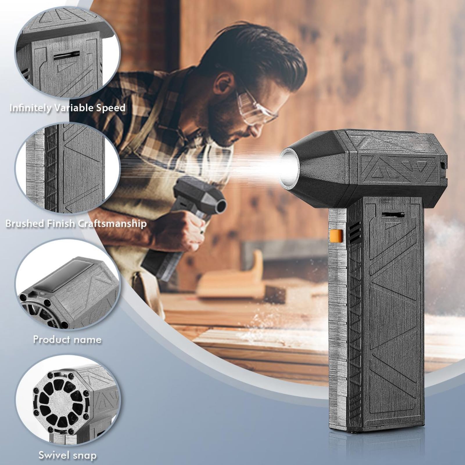 Plumero de Aire Eléctrico, Soplador de Aire con Ventilador de Chorro Portátil, Soplador Seco de Chorro de Velocidad Variable Continua de 200000 RPM para Teclado de Computadora