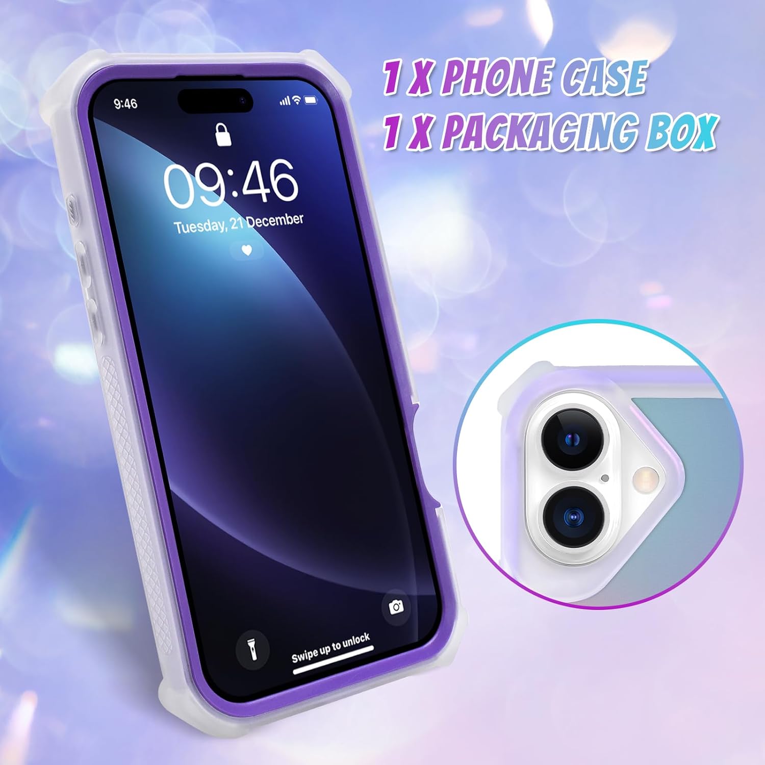 Bonoma for iPhone 17 Case 2025, Iridescent Back, Magnetic Support for MagSafe Shockproof Cover, Crystal and Corner High-Duty Protection for Girls Women -Purple