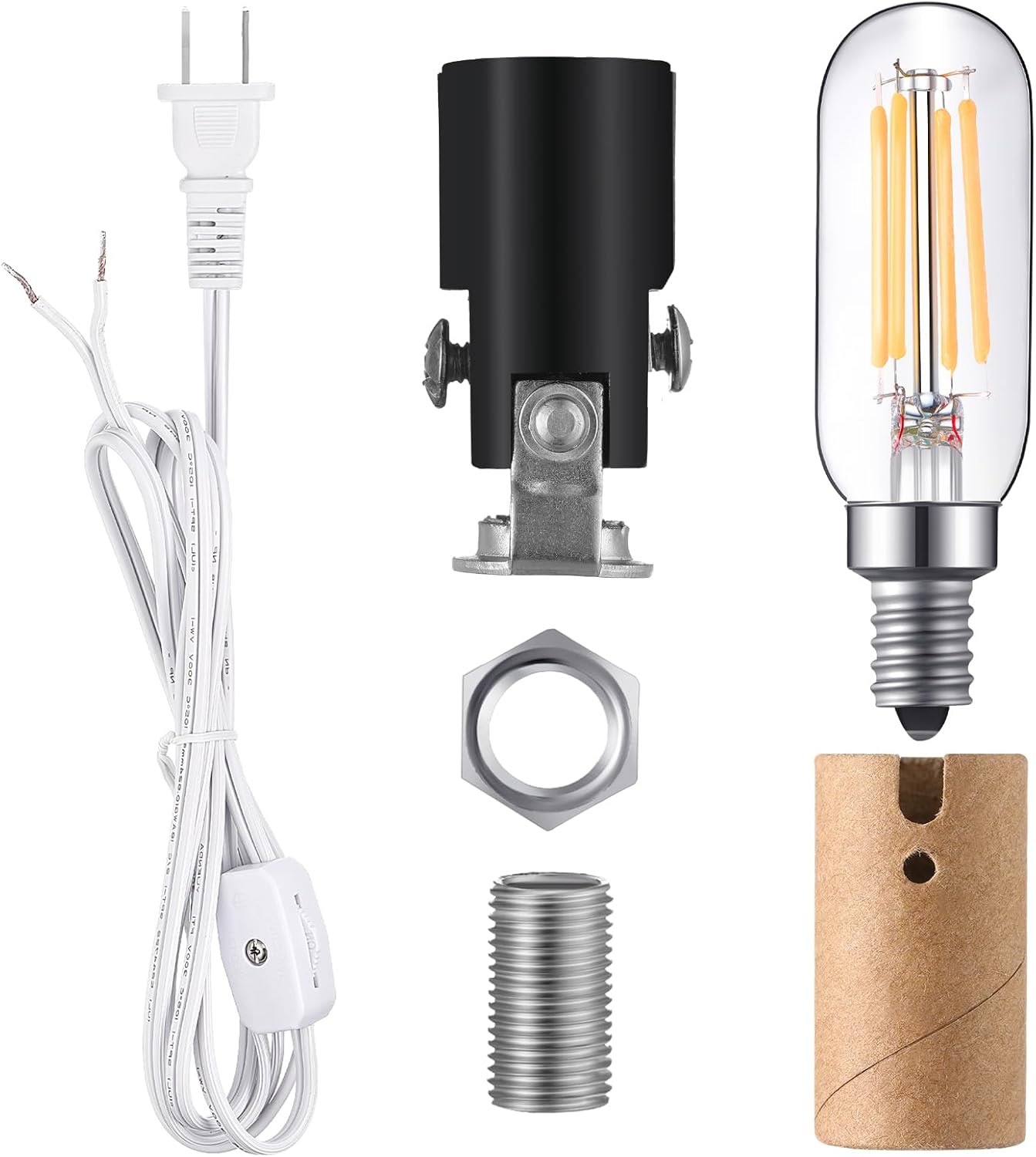 Baquler Medium Christmas Tree Wiring Kit, with 4 Watt LED Bulb, Ceramic Christmas Tree Replacement Lights, E12 Candelabra Base, Lamp Wiring Kit Nice for Desk Lamp Lighting and DIY Projects (1)