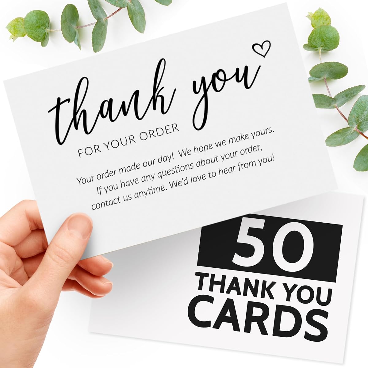 T MARIE 50 Extra Large 4x6 Thank You Cards Small Business Supplies for Boutique