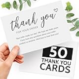 T MARIE 50 Extra Large 4x6 Thank You Cards Small Business Supplies for Boutique Shops - Thanks For Your Order and Thank You For Supporting My Small Business